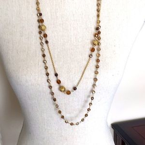 Double strand topaz/brown necklace